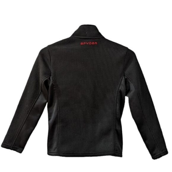 SPYDER Kids Unisex Black & Red Textured Full Zip Jacket Size S 7/8 - Picture 2 of 9